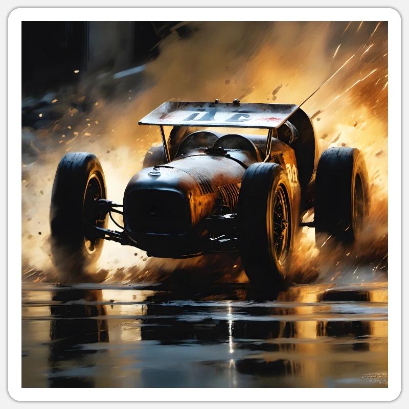 Rusty Hot Rod racing #5 - Sticker size S (10 x 10 cm) - white matte