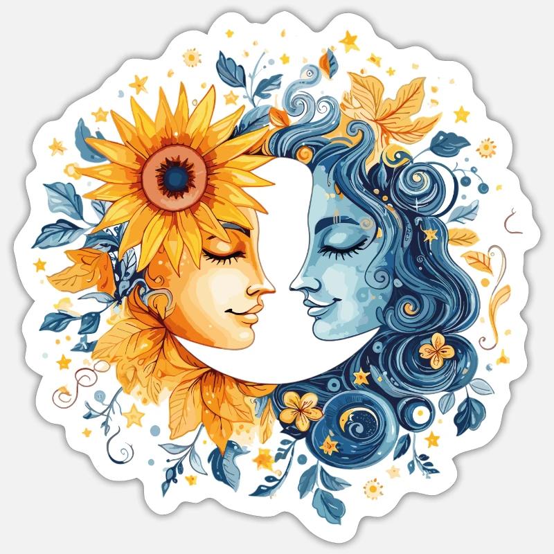 Sun & Moon - Sticker Größe S (10 x 10 cm) - Mattweiß