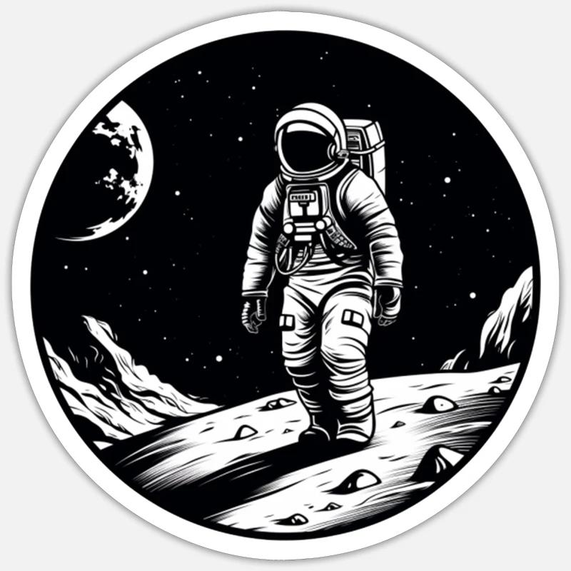 Astronaut Moon - Sticker size S (10 x 10 cm) - white matte