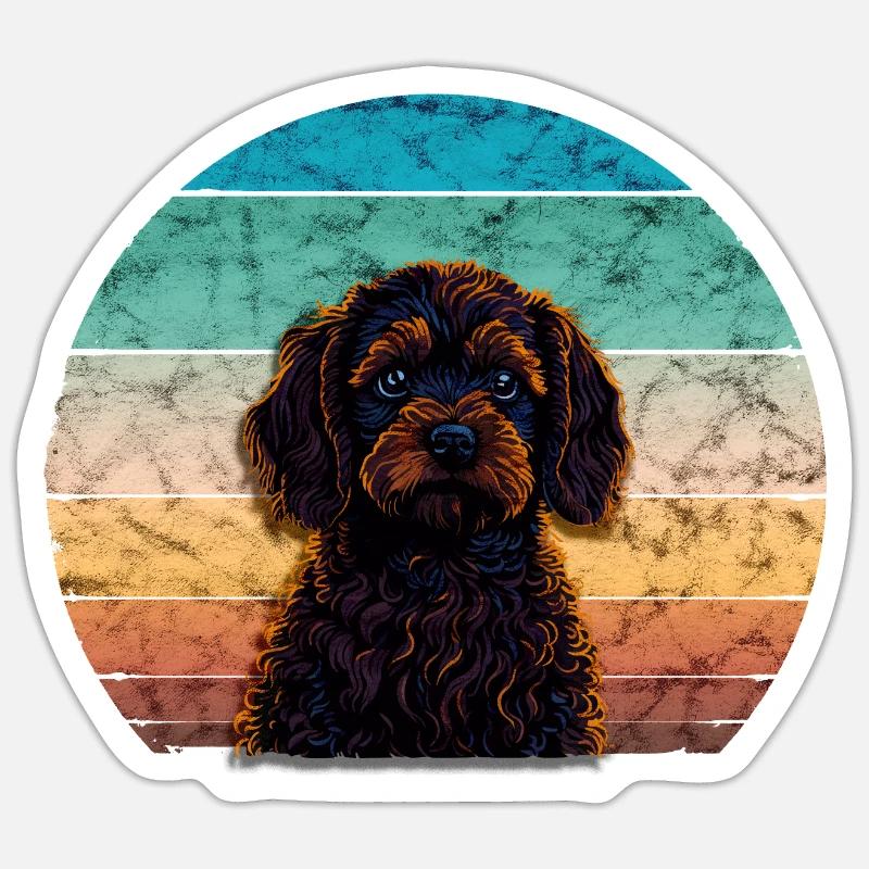 Sunset Cavapoo - Sticker size S (10 x 10 cm) - white matte