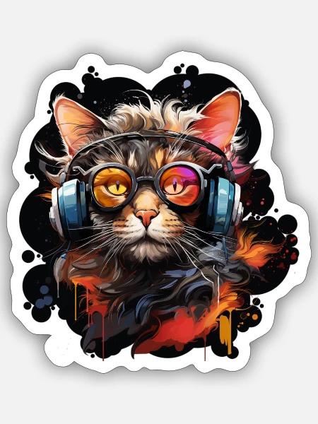 The Gamer Cat - Sticker Größe S (10 x 10 cm) - Mattweiß