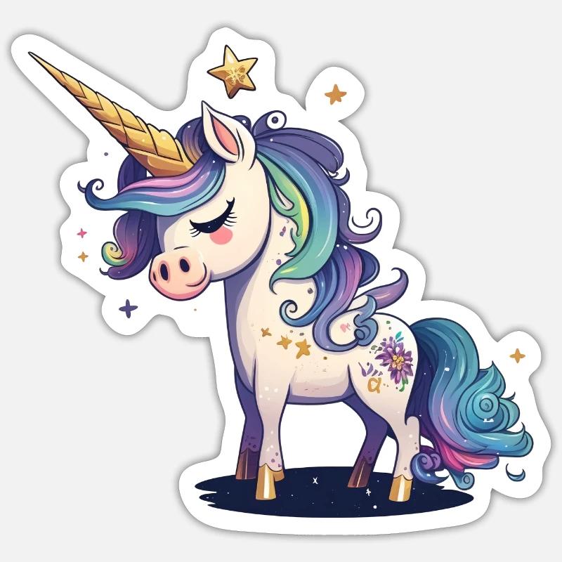Süßes Einhorn - Sticker Größe S (10 x 10 cm) - Mattweiß
