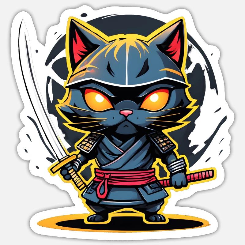 Ninja cat #5 - Sticker size S (10 x 10 cm) - white matte