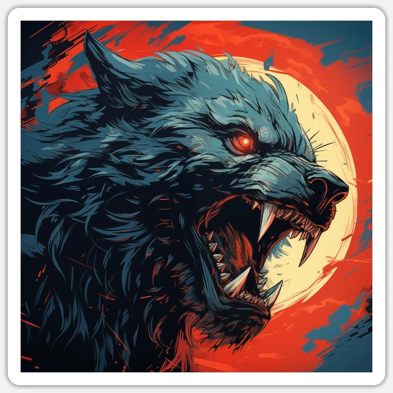 Werewolf Monster in a comic style - Sticker Größe S (10 x 10 cm) - Mattweiß