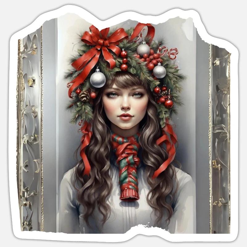 Weihnachtsmann Heiligabend Mitternachtsmesse Weihnachtsbaum Geschenke - Sticker Größe S (10 x 10 cm) - Mattweiß