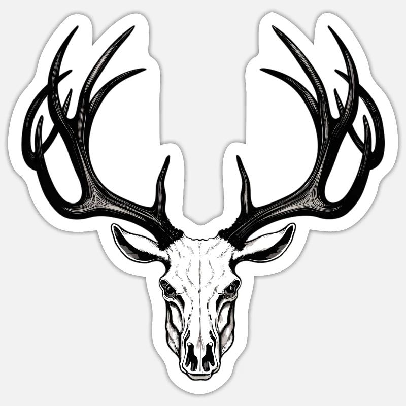 Hirsch Geweih Schädel Sticker Größe S (10 x 10 cm)