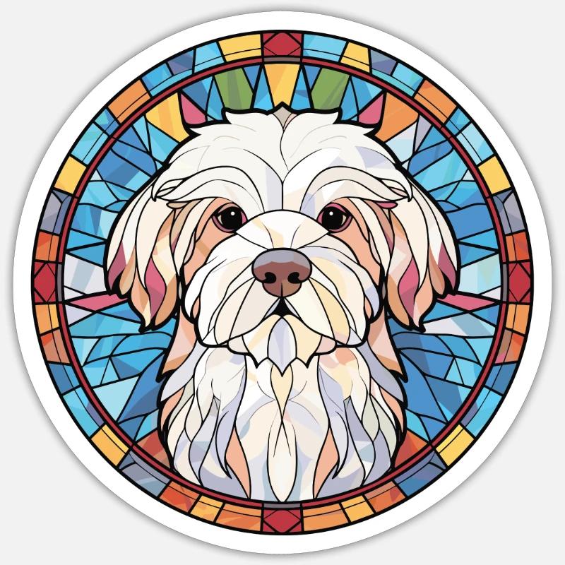 Coton de Tulear Hunderasse Aquarell Illustration - Sticker Größe S (10 x 10 cm) - Mattweiß