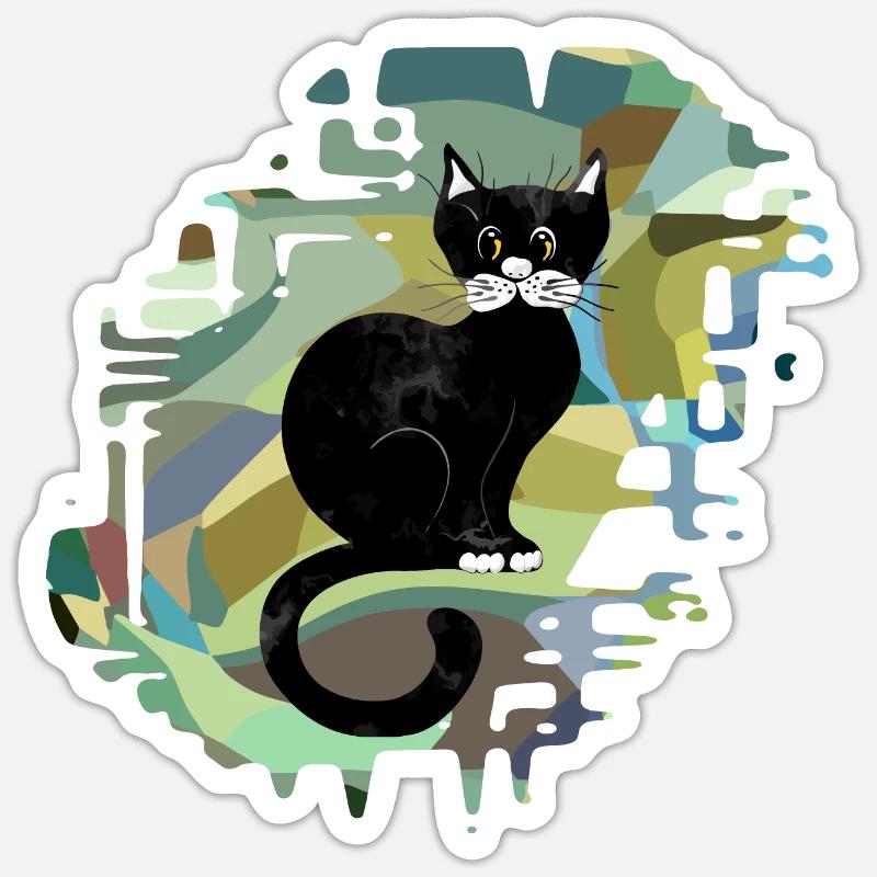 Chat - Sticker taille S (10 x 10 cm) - blanc mat