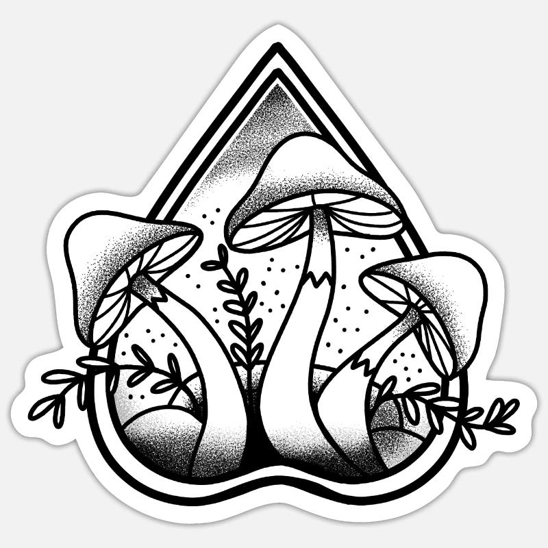 Witchcore Ouija Pointer mit drei Pilzen Sticker Größe S (10 x 10 cm)