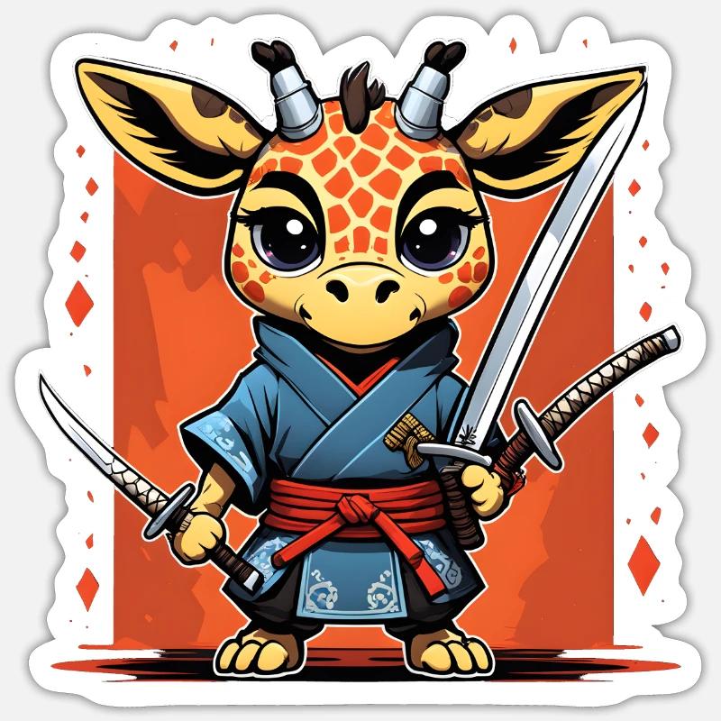 Ninja Giraffe #1 - Sticker size S (10 x 10 cm) - white matte