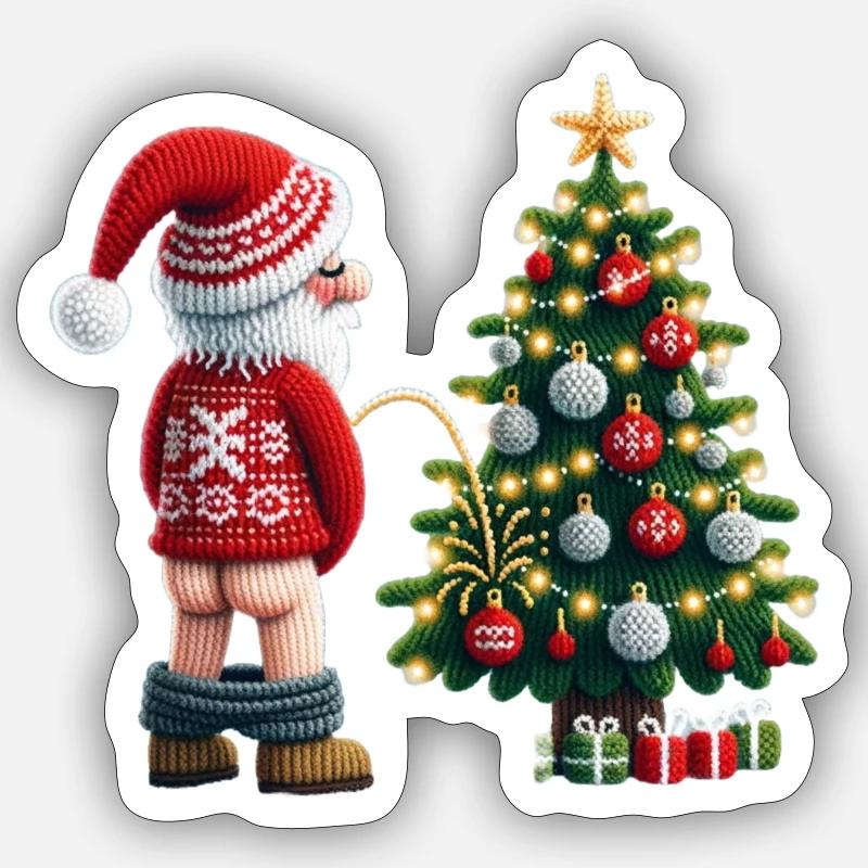Le pull moche de noël - Sticker taille S (10 x 10 cm) - blanc mat