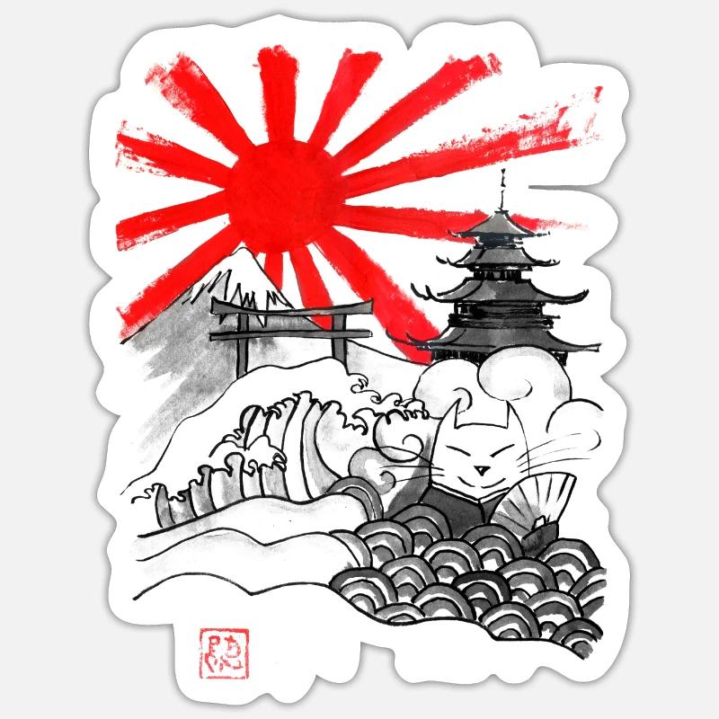 neko nihon - Sticker taille S (10 x 10 cm) - blanc mat