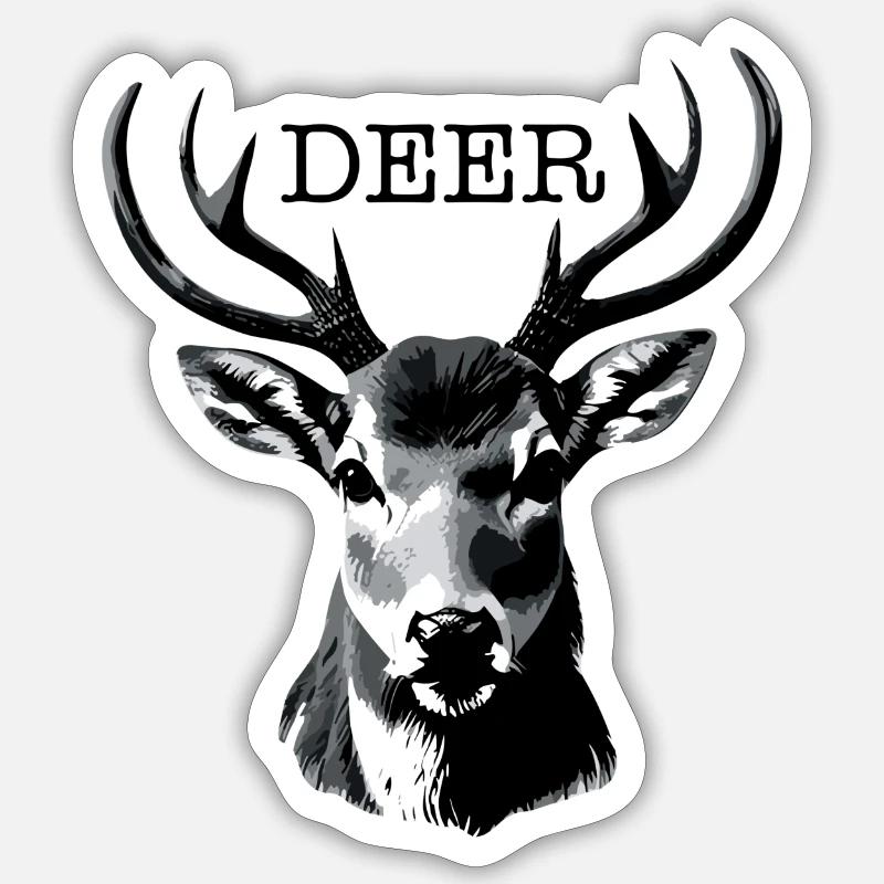 DEER - Sticker Größe S (10 x 10 cm) - Mattweiß