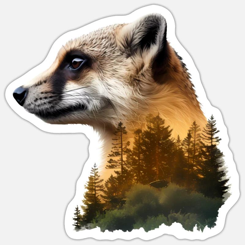 Suricate - Sticker taille S (10 x 10 cm) - blanc mat
