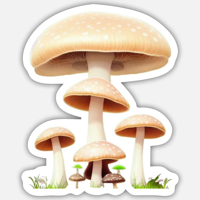 champignon - Sticker taille S (10 x 10 cm) - blanc mat