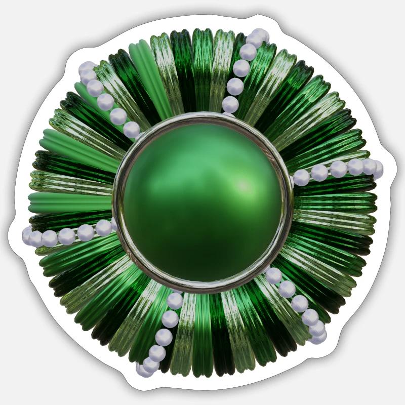 Bouton vert avec perles - Sticker taille S (10 x 10 cm) - blanc mat