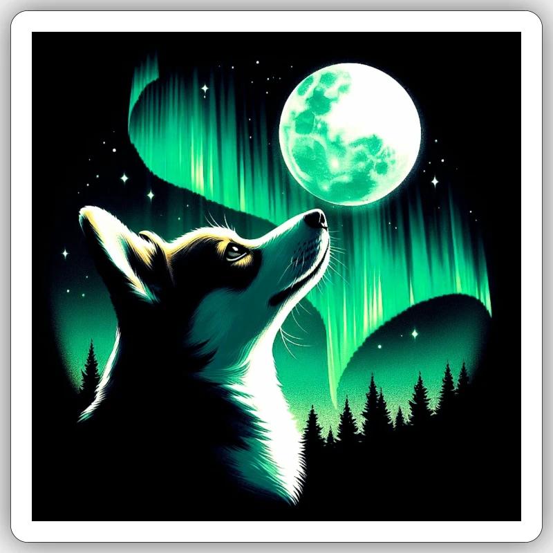 Corgi qui regarde - Sticker taille S (10 x 10 cm) - blanc mat
