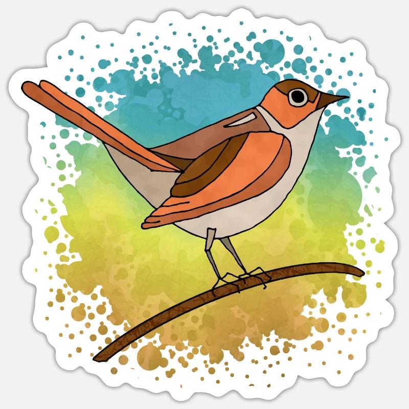 Bunter Vogel - Sticker Größe S (10 x 10 cm) - Mattweiß