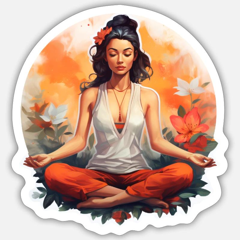 Méditation moderne - Sticker taille S (10 x 10 cm) - blanc mat