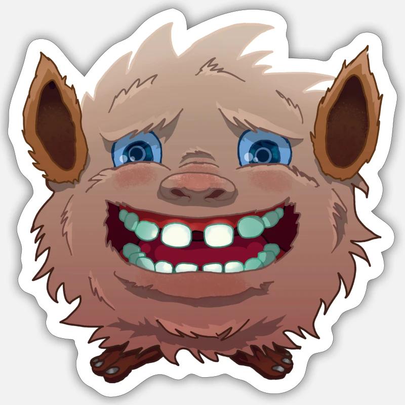 Poilu - Sticker taille S (10 x 10 cm) - blanc mat