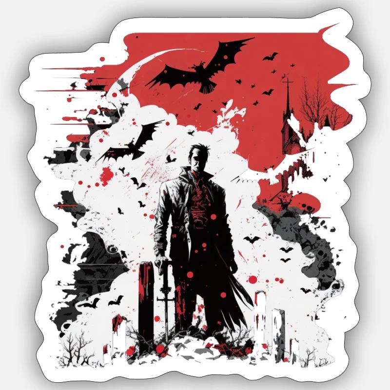 Dracula-Ständer - Sticker Größe S (10 x 10 cm) - Mattweiß