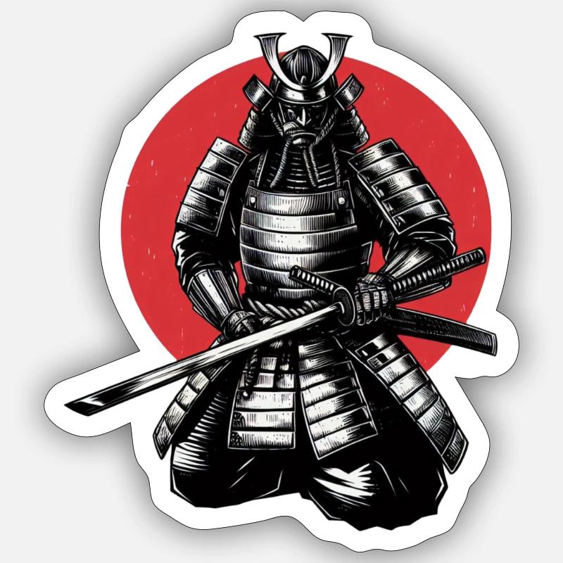 Samurai - Sticker Größe S (10 x 10 cm) - Mattweiß