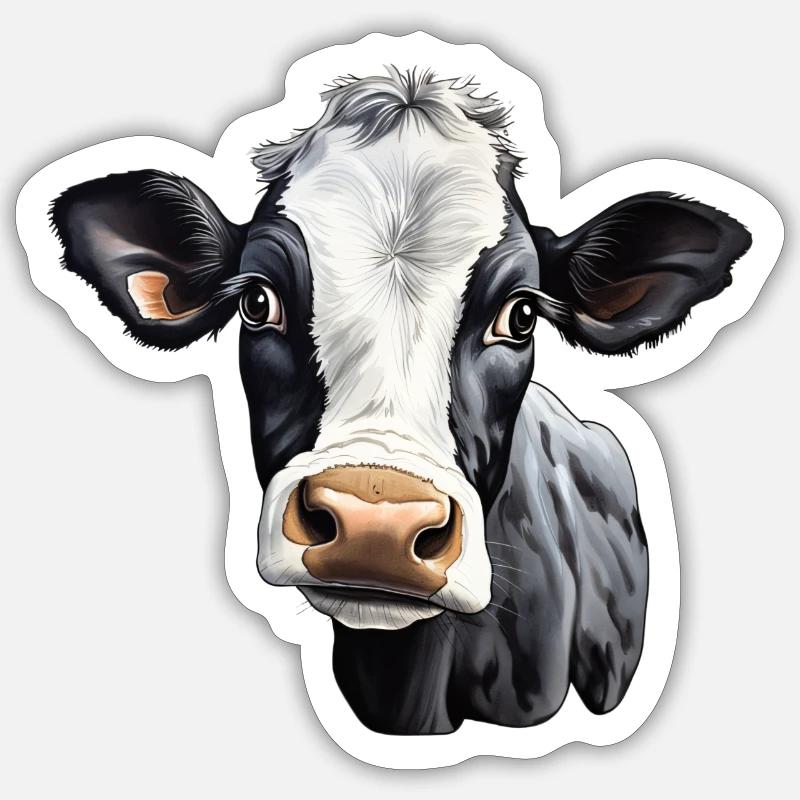 Cow's Head - Sticker size S (10 x 10 cm) - white matte