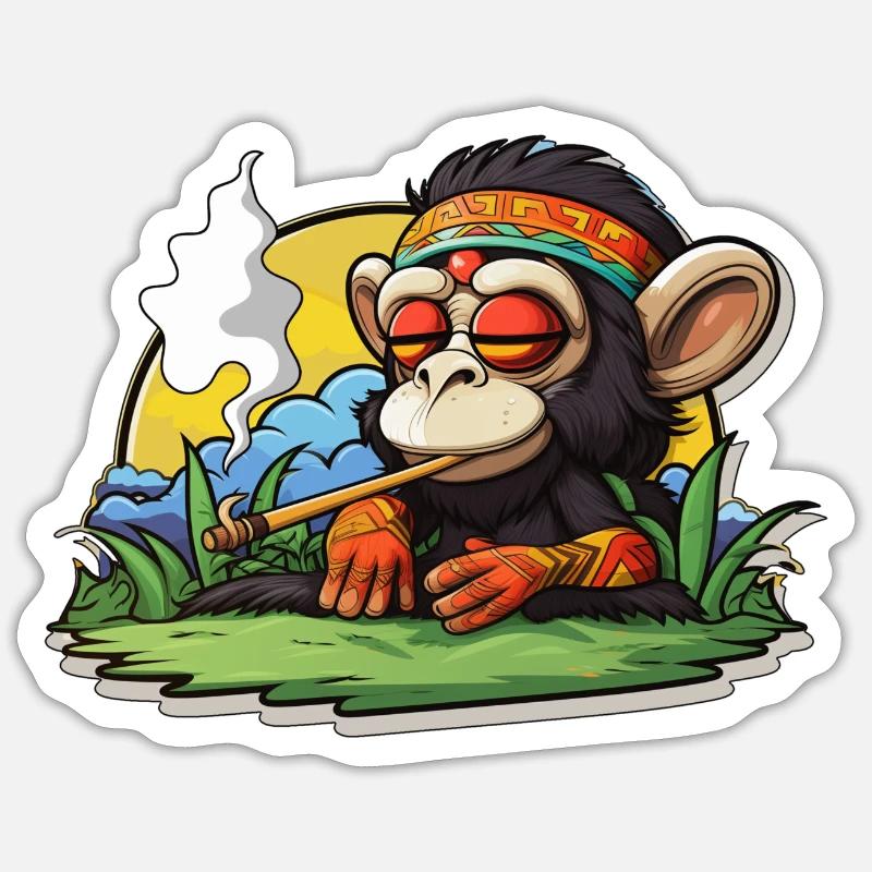 Smoking monkey enjoying getting high Sticker size S (10 x 10 cm)