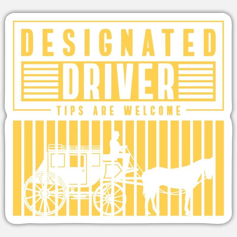 Travail de cocher de calèche - Sticker taille S (10 x 10 cm) - blanc mat
