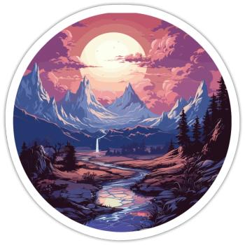 Landscape - Illustration - Sticker size S (10 x 10 cm) - white matte - Front