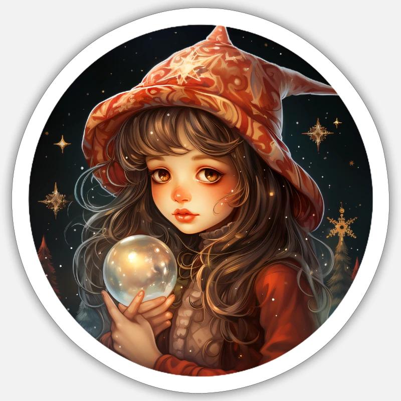 Verträumtes Mädchen mit Schneekugel an Weihnachten - Sticker Größe S (10 x 10 cm) - Mattweiß