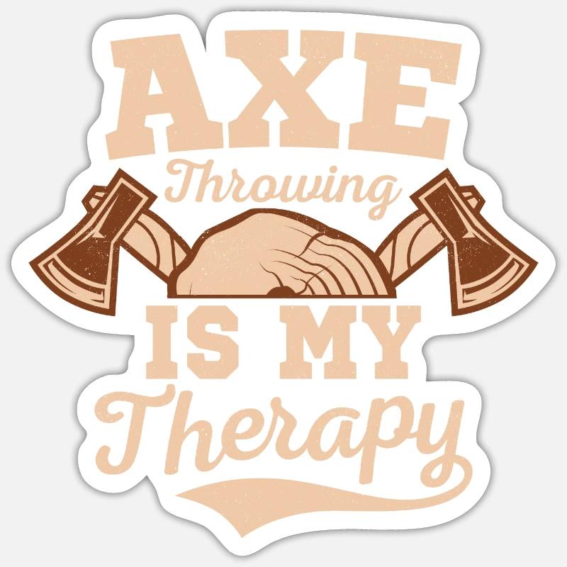 Axe Throwing Is My Therapy Thrower Hatchet Ax - Sticker Größe S (10 x 10 cm) - Mattweiß