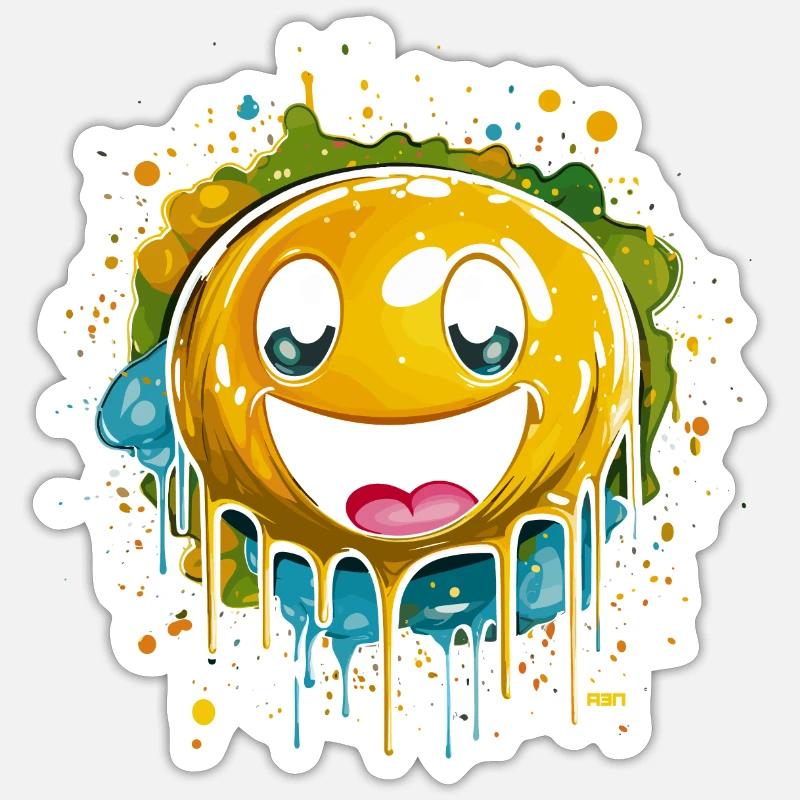 Smile E - Sticker Größe S (10 x 10 cm) - Mattweiß