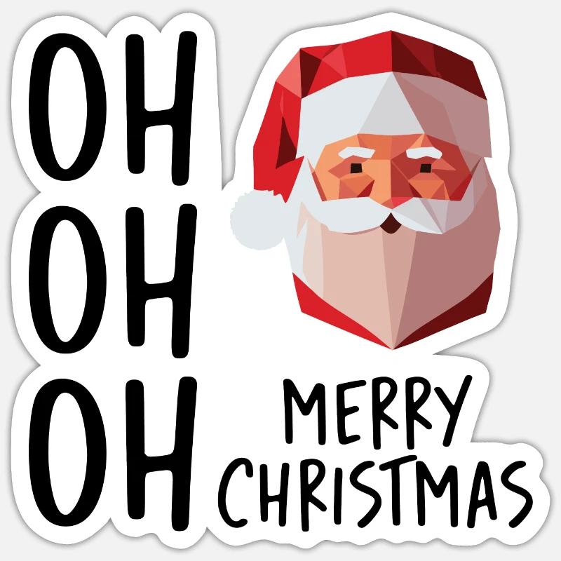 Père Noël Low Poly / Joyeux Noël - Sticker taille S (10 x 10 cm) - blanc mat