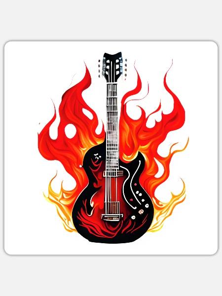 Gitarre Musikinstrument Gitarrist Zupfinstrument - Sticker Größe S (10 x 10 cm) - Mattweiß