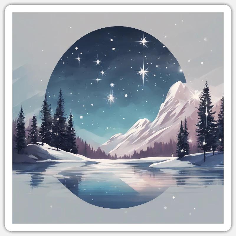 Postkarten Winterlandschaft - Sticker Größe S (10 x 10 cm) - Mattweiß