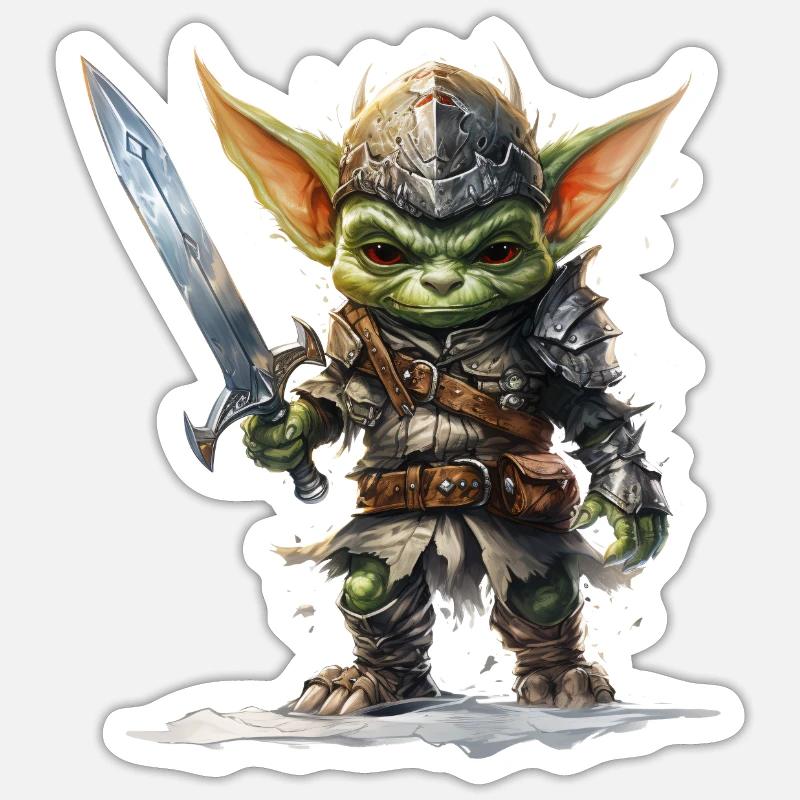Tapferer Ritter der Goblins Fantasy Sticker Größe S (10 x 10 cm)