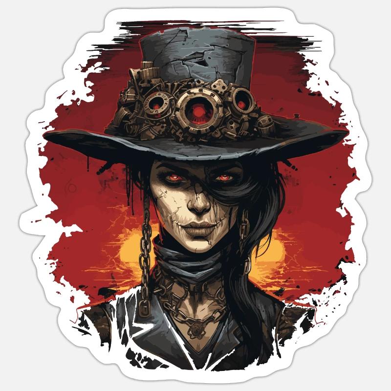 Emo Steampunk Mädchen Sticker Größe S (10 x 10 cm)