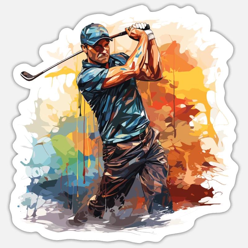 Golf Player - Illustration - Sticker size S (10 x 10 cm) - white matte