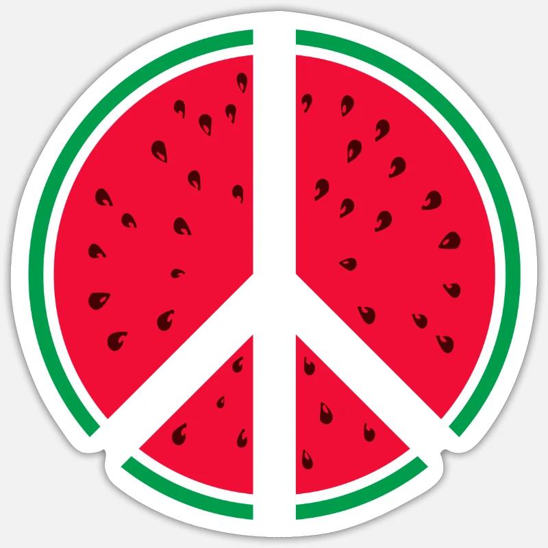 Wassermelone Peace-Zeichen - Sticker Größe S (10 x 10 cm) - Mattweiß