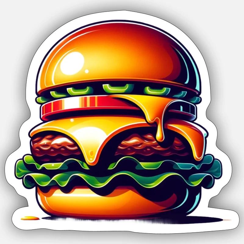 Lecker Burger! - Sticker Größe S (10 x 10 cm) - Mattweiß