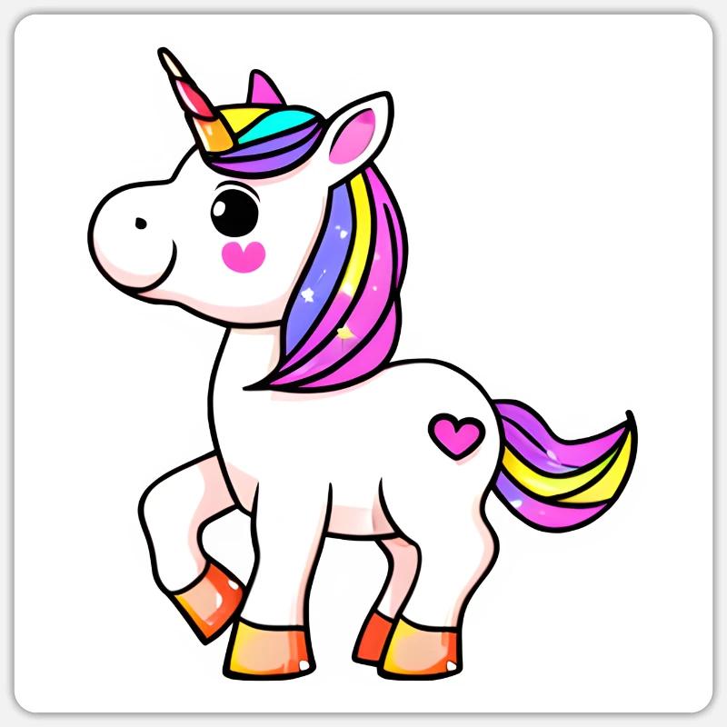 Einhorn Fabeltier Mädchen Einhörner - Sticker Größe S (10 x 10 cm) - Mattweiß