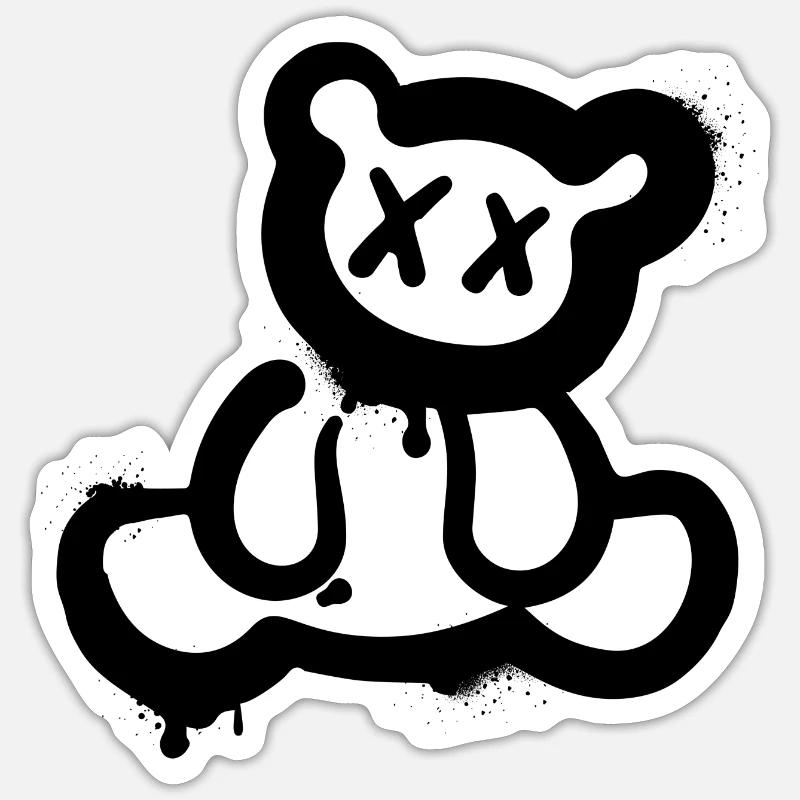 Graffiti Teddybär - Sticker Größe S (10 x 10 cm) - Mattweiß