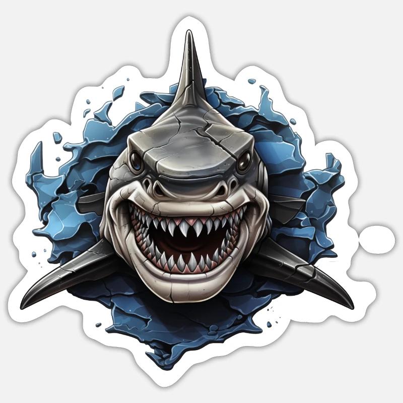 Cool Shark Design - Sticker size S (10 x 10 cm) - white matte