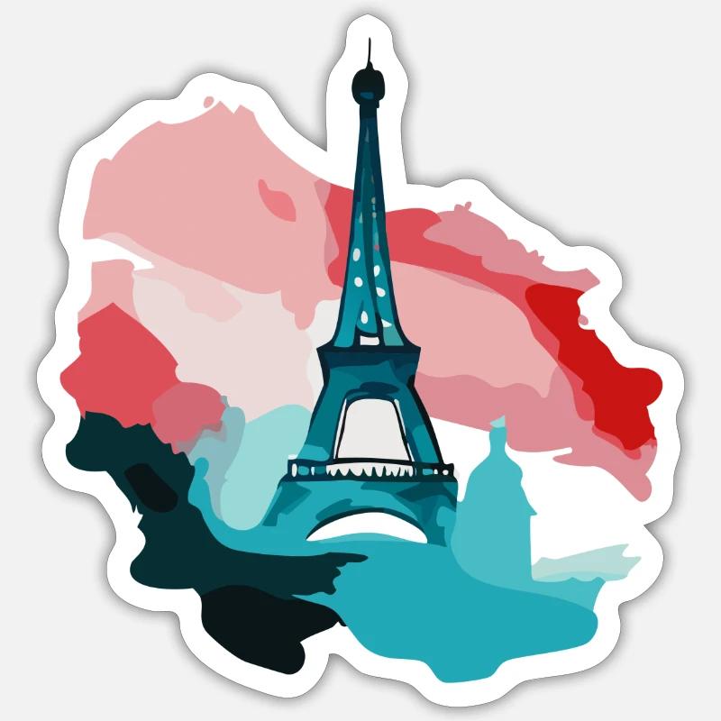 French Flag Eiffel Tower Sticker size S (10 x 10 cm)