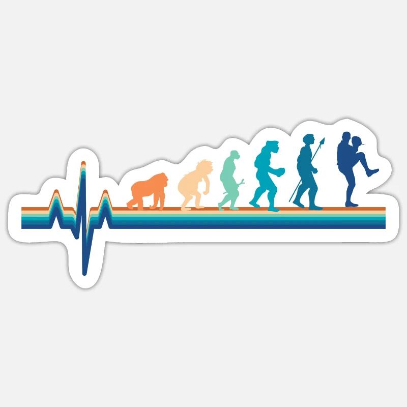 Baseball-Herzschlag-Evolution - Sticker Größe S (10 x 10 cm) - Mattweiß
