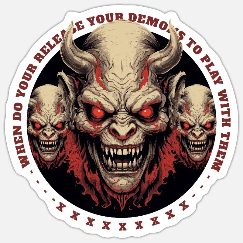Démons de l’enfer - Sticker taille S (10 x 10 cm) - blanc mat