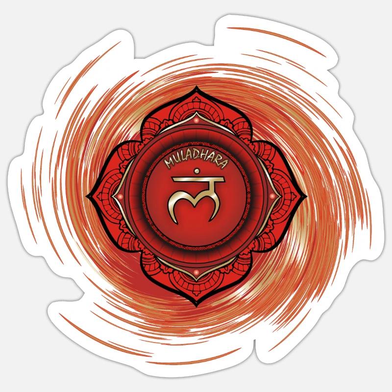 Premier chakra Muladhara - Sticker taille S (10 x 10 cm) - blanc mat