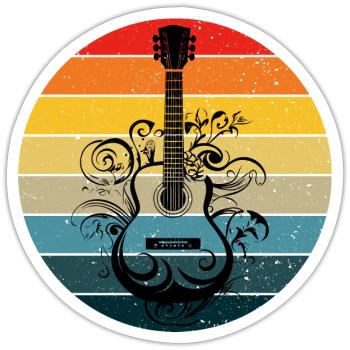 Eine Retro Musik Gitarre Musikinstrument Gitarren - Sticker Größe S (10 x 10 cm) - Mattweiß - Vorne