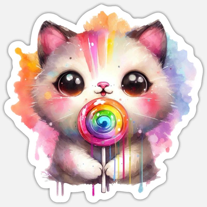 Kitty Kat avec sucette Sticker taille S (10 x 10 cm)